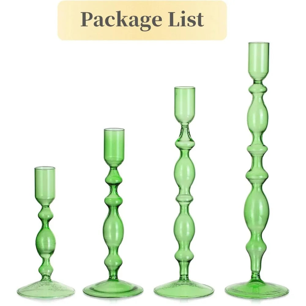 Set de 3 Candelabros de Cristal Ondulados para Velas Cónicas