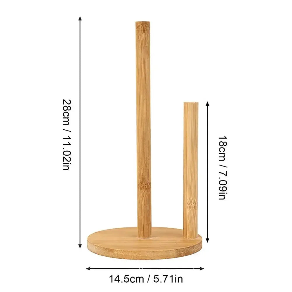 Porta Rollo de Cocina de Bambú con Base Antiderrapante