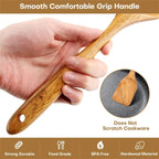 Juego de 10 Utensilios de Cocina de Madera de Teca Natural