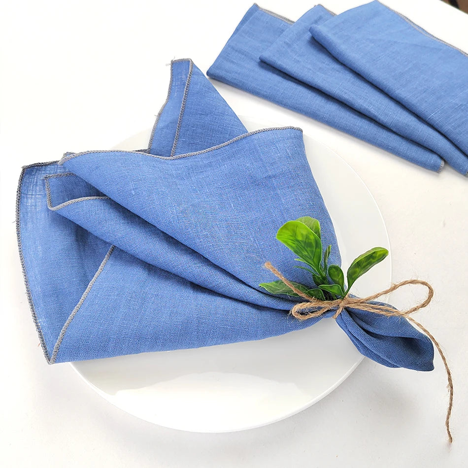 Servilletas de Lino 100% Puro, Set de 4, 40 x 40 cm