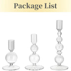 Set de 3 Candelabros de Cristal Ondulados para Velas Cónicas