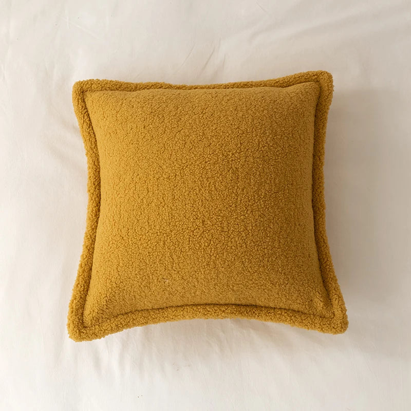 Funda de Cojín Bouclé de Borrega Sintética 45 x 45 cm