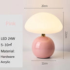 Lámpara de Mesa de Cerámica en Forma de Hongo, Luz LED