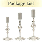 Set de 3 Candelabros de Cristal Ondulados para Velas Cónicas