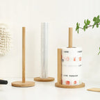 Porta Rollo de Cocina de Bambú con Base Antiderrapante