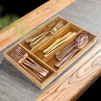 Organizador de Cubiertos de Bambú para Cajón de Cocina