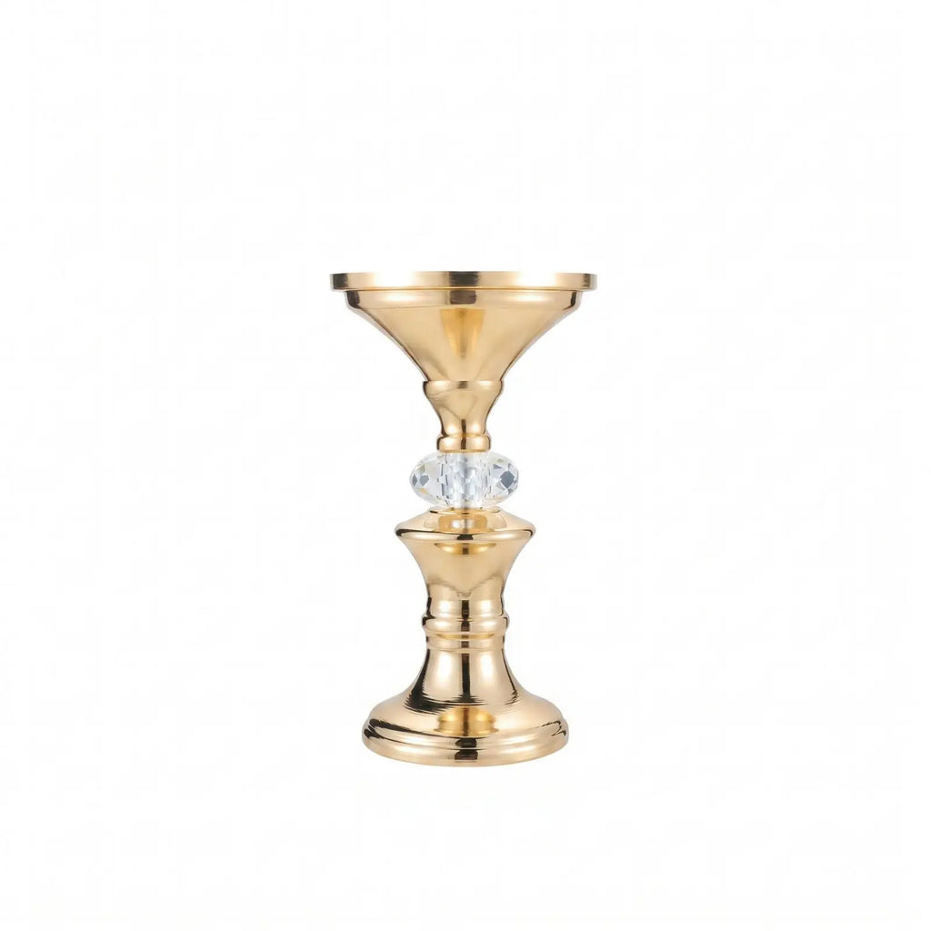 Candelabros de Metal Dorado y Cristal para Velas de Pilar