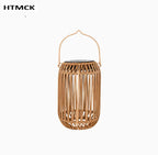 Farol Solar Colgante de Ratán Estilo Boho para Terraza y Jardín