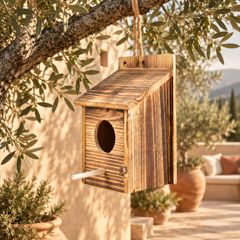 Casa para Pájaros de Madera Natural para Colgar