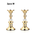 Candelabros de Metal Dorado y Cristal para Velas de Pilar