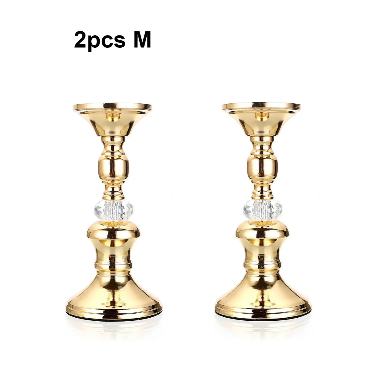 Candelabros de Metal Dorado y Cristal para Velas de Pilar