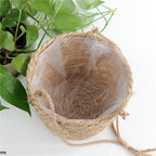 Macetero Colgante de Fibra Natural Tejida para Terraza y Balcón