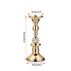Candelabros de Metal Dorado y Cristal para Velas de Pilar