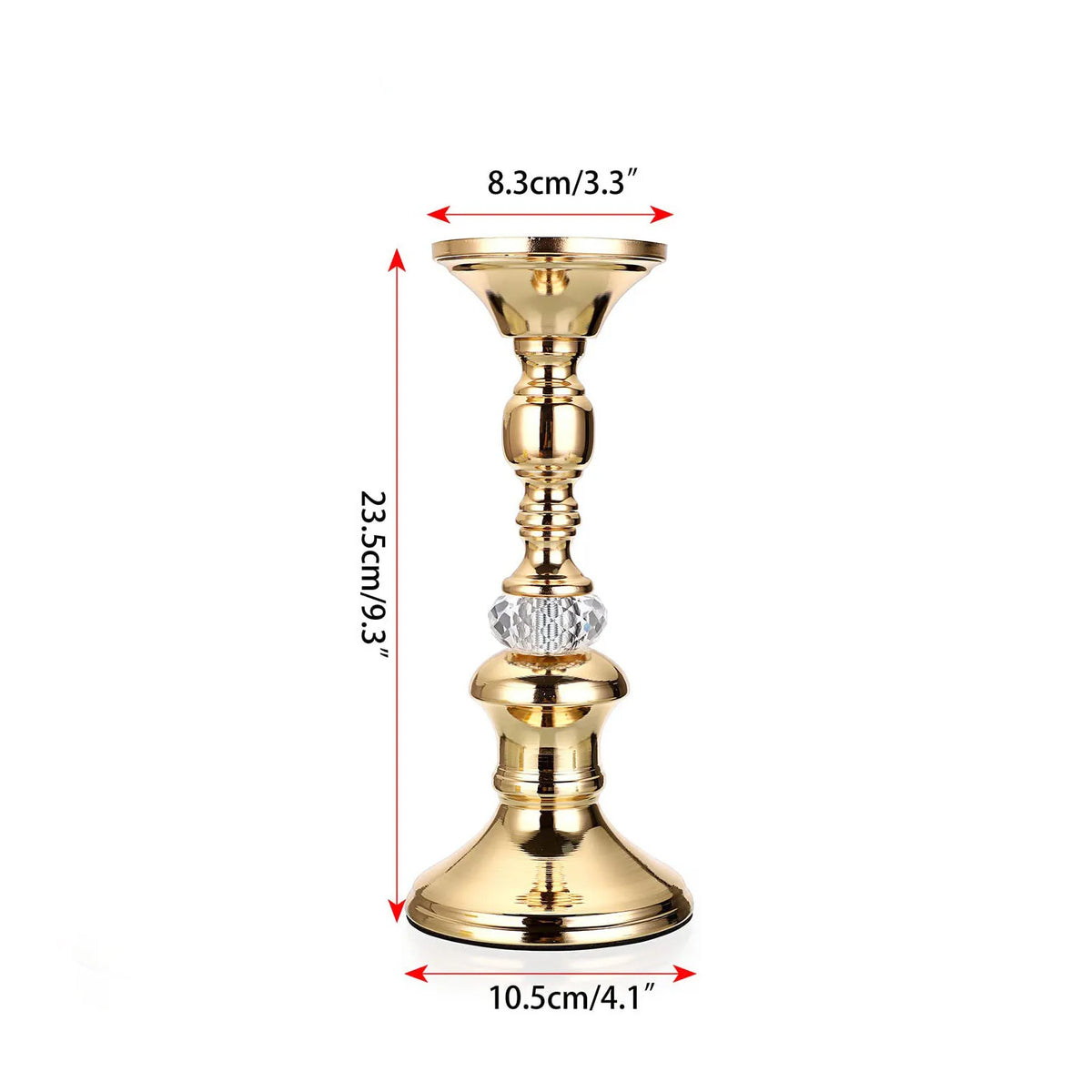 Candelabros de Metal Dorado y Cristal para Velas de Pilar