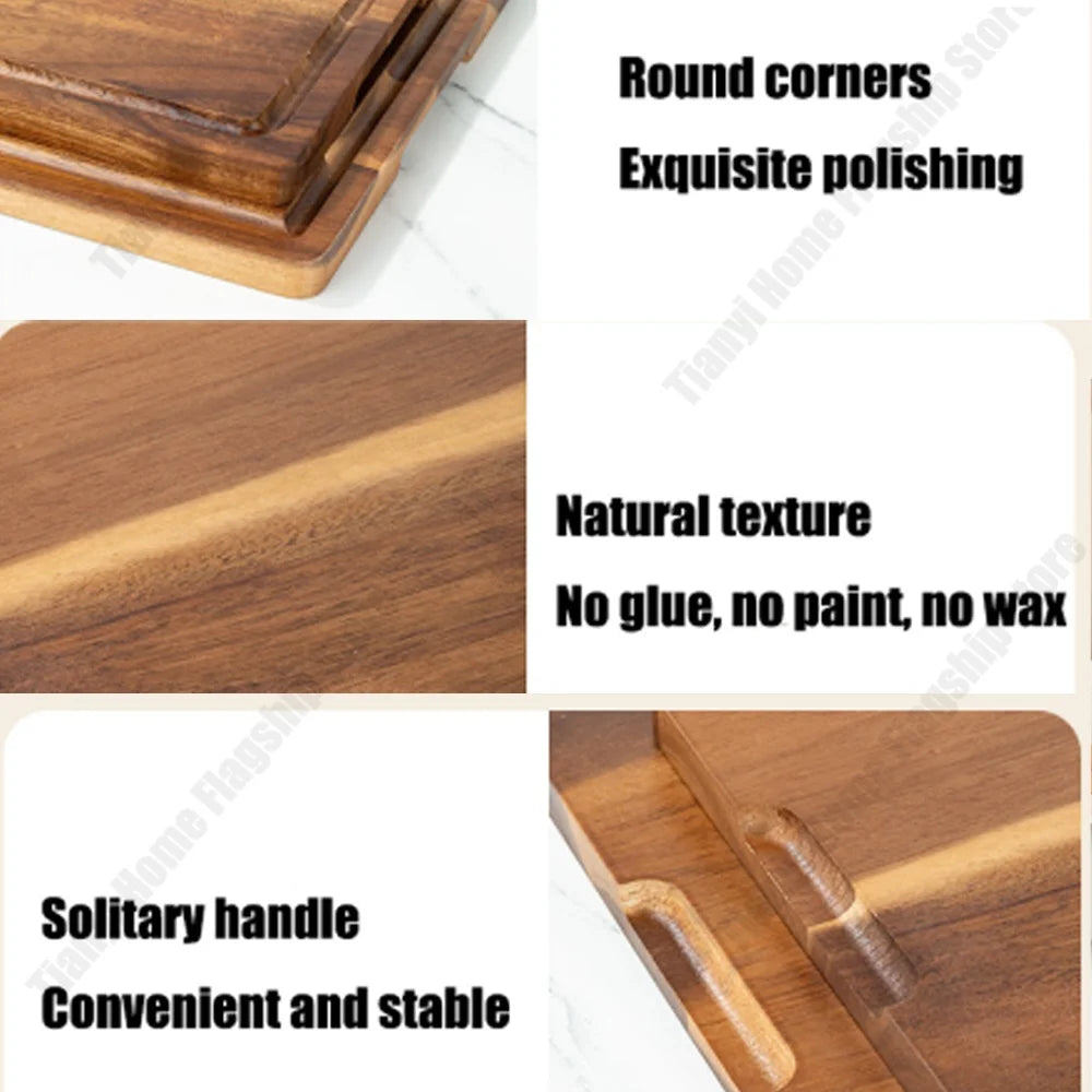 Tabla para Picar de Madera de Acacia Gruesa, Grande
