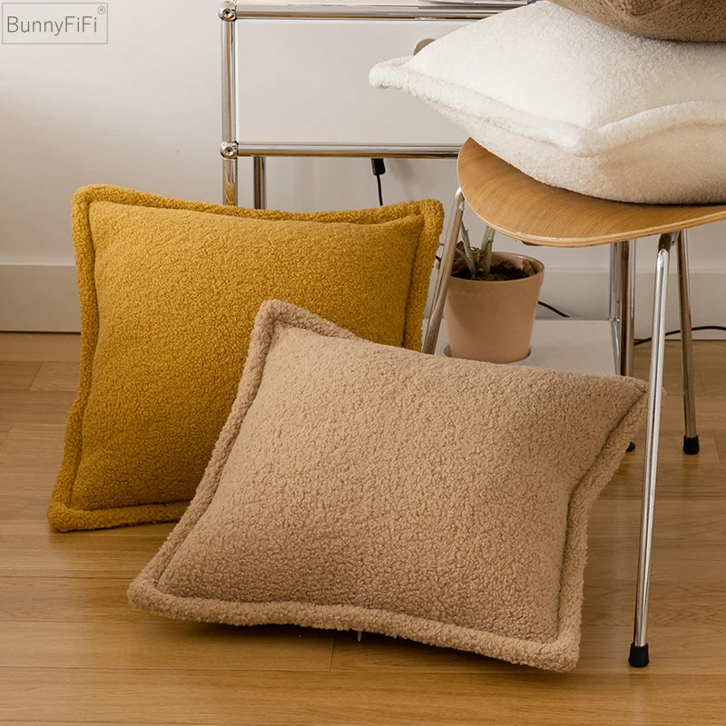 Funda de Cojín Bouclé de Borrega Sintética 45 x 45 cm
