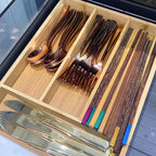 Organizador de Cubiertos de Bambú para Cajón de Cocina