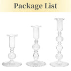 Set de 3 Candelabros de Cristal Ondulados para Velas Cónicas