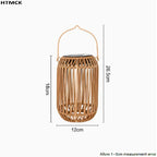 Farol Solar Colgante de Ratán Estilo Boho para Terraza y Jardín