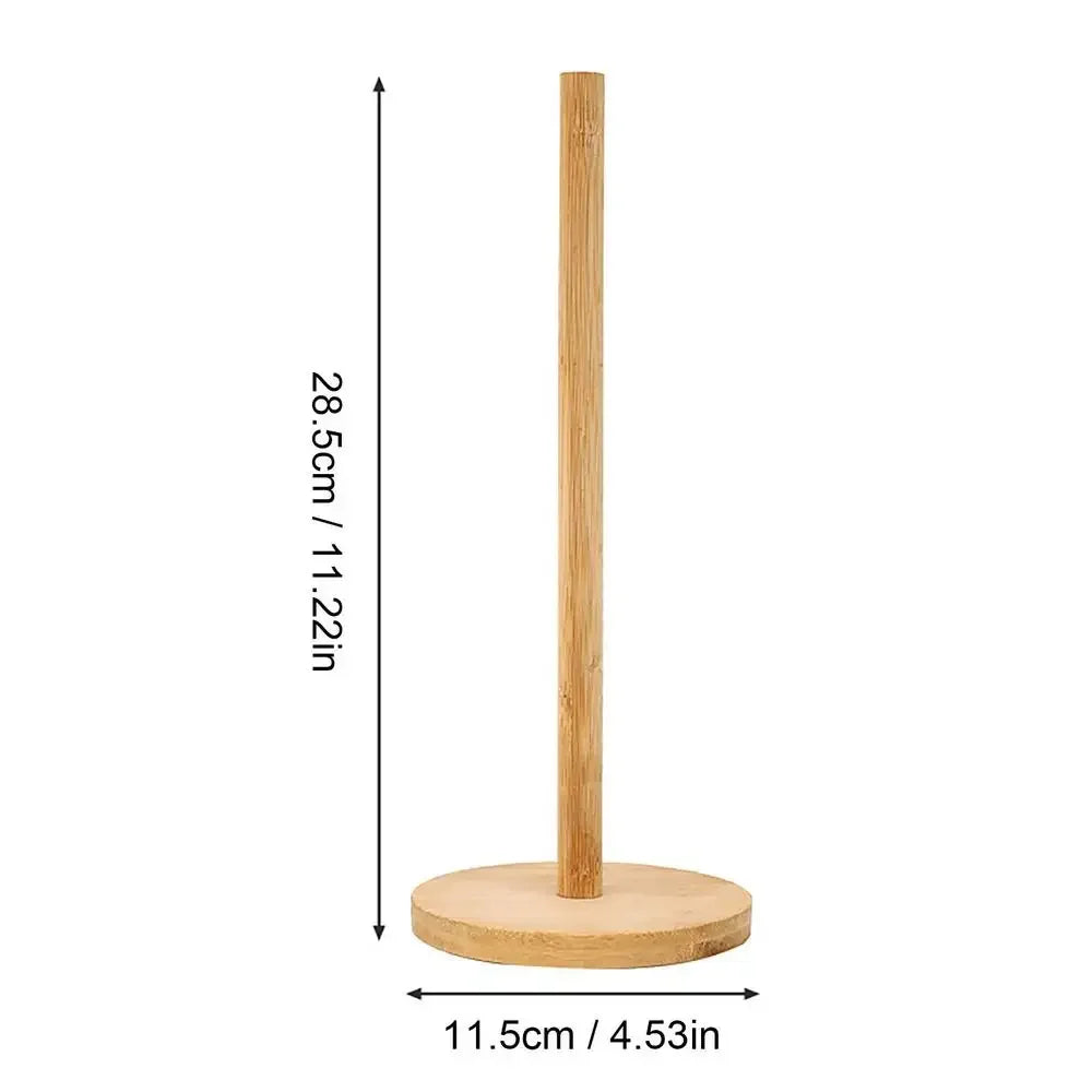 Porta Rollo de Cocina de Bambú con Base Antiderrapante