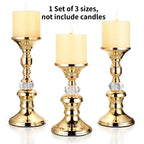 Candelabros de Metal Dorado y Cristal para Velas de Pilar