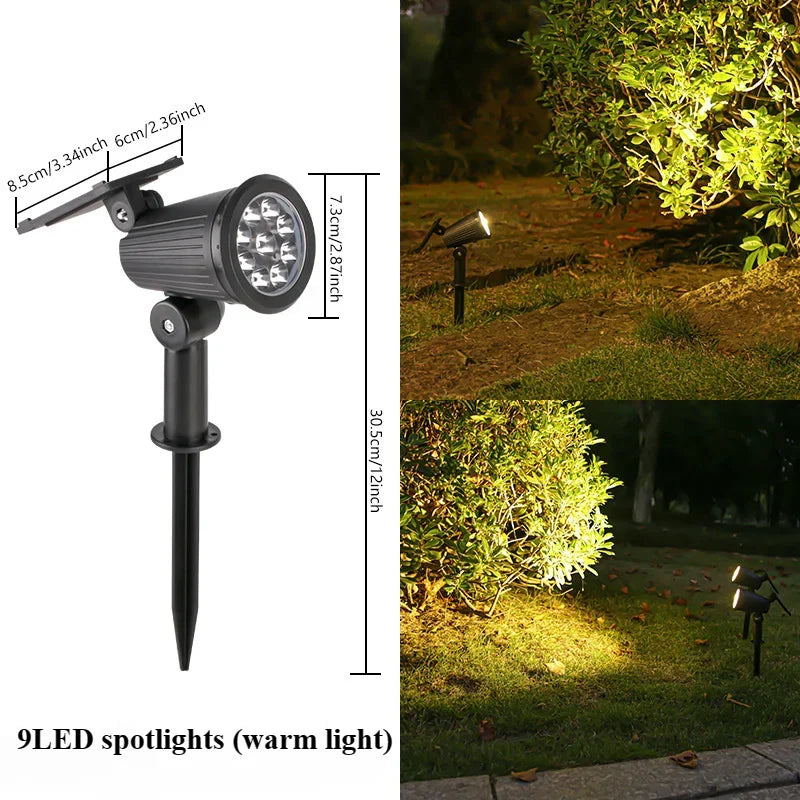 Reflectores Solares LED para Jardín, Luz Cálida, Paquete de 2 o 4