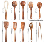 Juego de 10 Utensilios de Cocina de Madera de Teca Natural