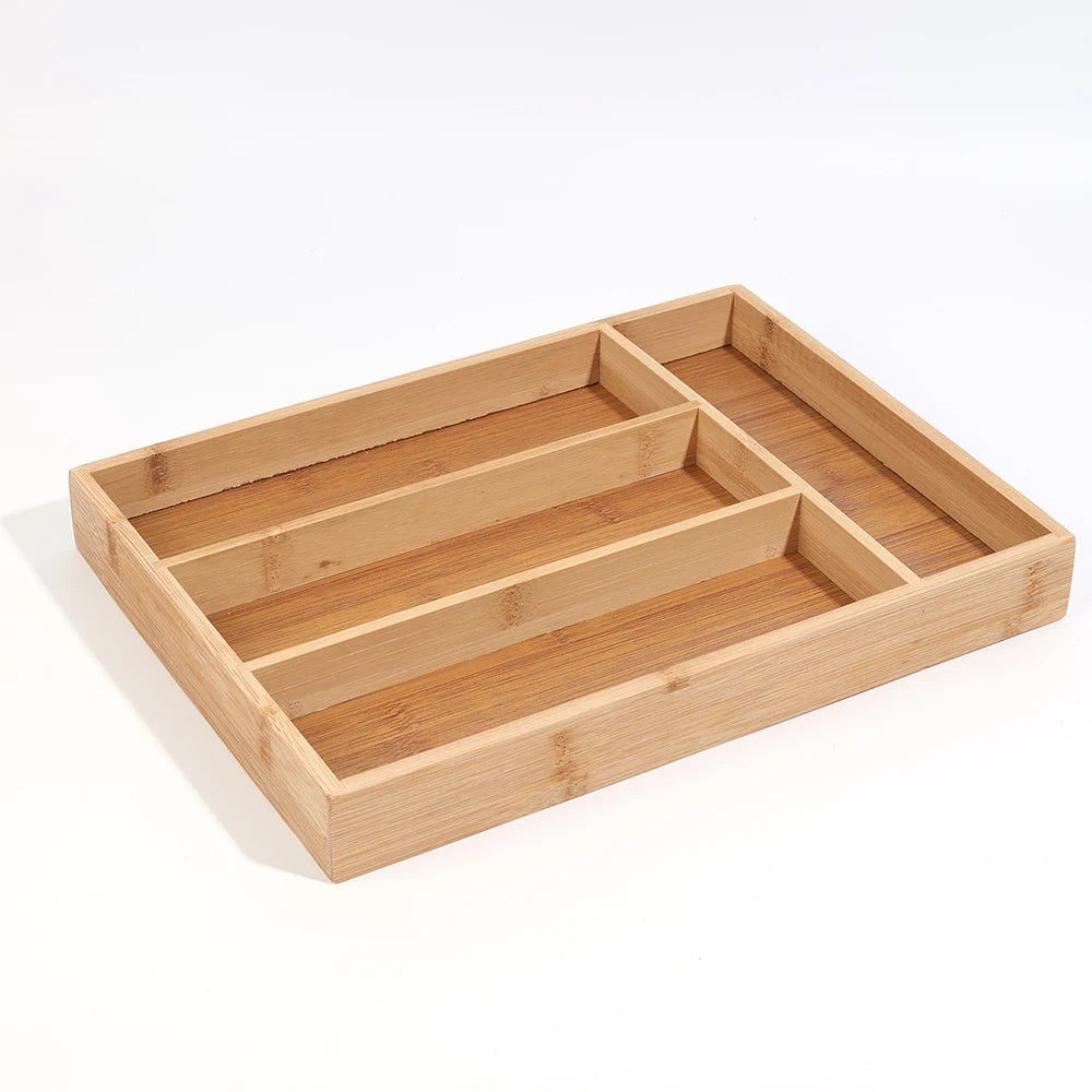 Organizador de Cubiertos de Bambú para Cajón de Cocina