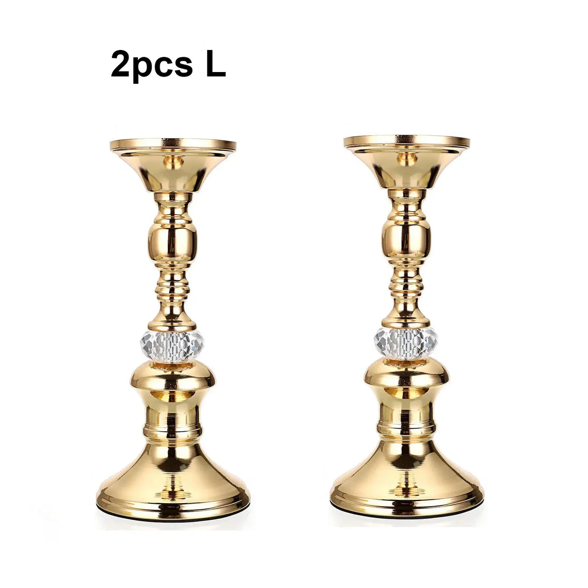 Candelabros de Metal Dorado y Cristal para Velas de Pilar
