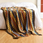 Manta Tejida con Borlas Estilo Bohemio para Sofá y Cama