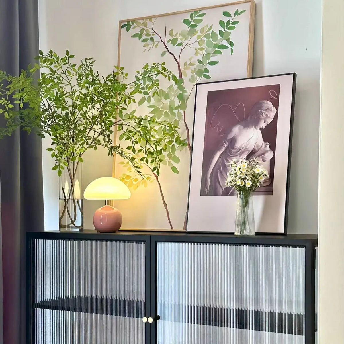 Lámpara de Mesa de Cerámica en Forma de Hongo, Luz LED