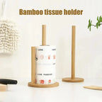 Porta Rollo de Cocina de Bambú con Base Antiderrapante