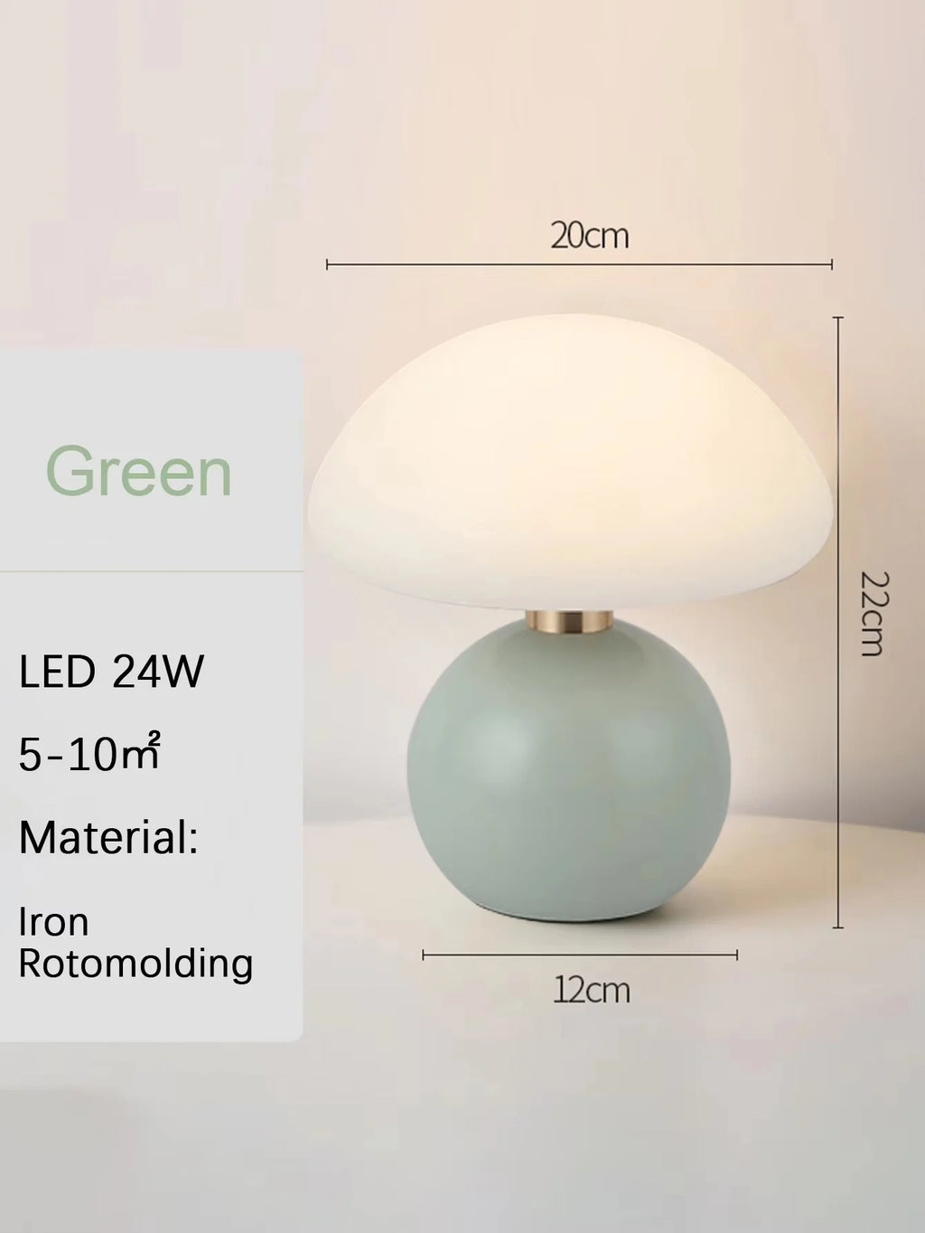 Lámpara de Mesa de Cerámica en Forma de Hongo, Luz LED