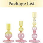 Set de 3 Candelabros de Cristal Ondulados para Velas Cónicas
