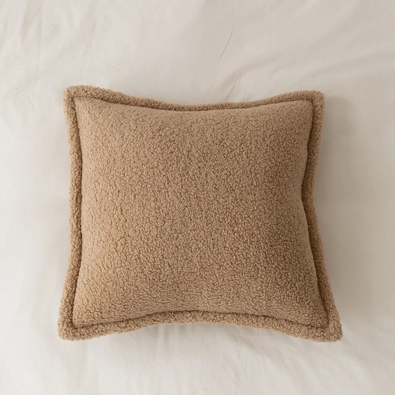 Funda de Cojín Bouclé de Borrega Sintética 45 x 45 cm