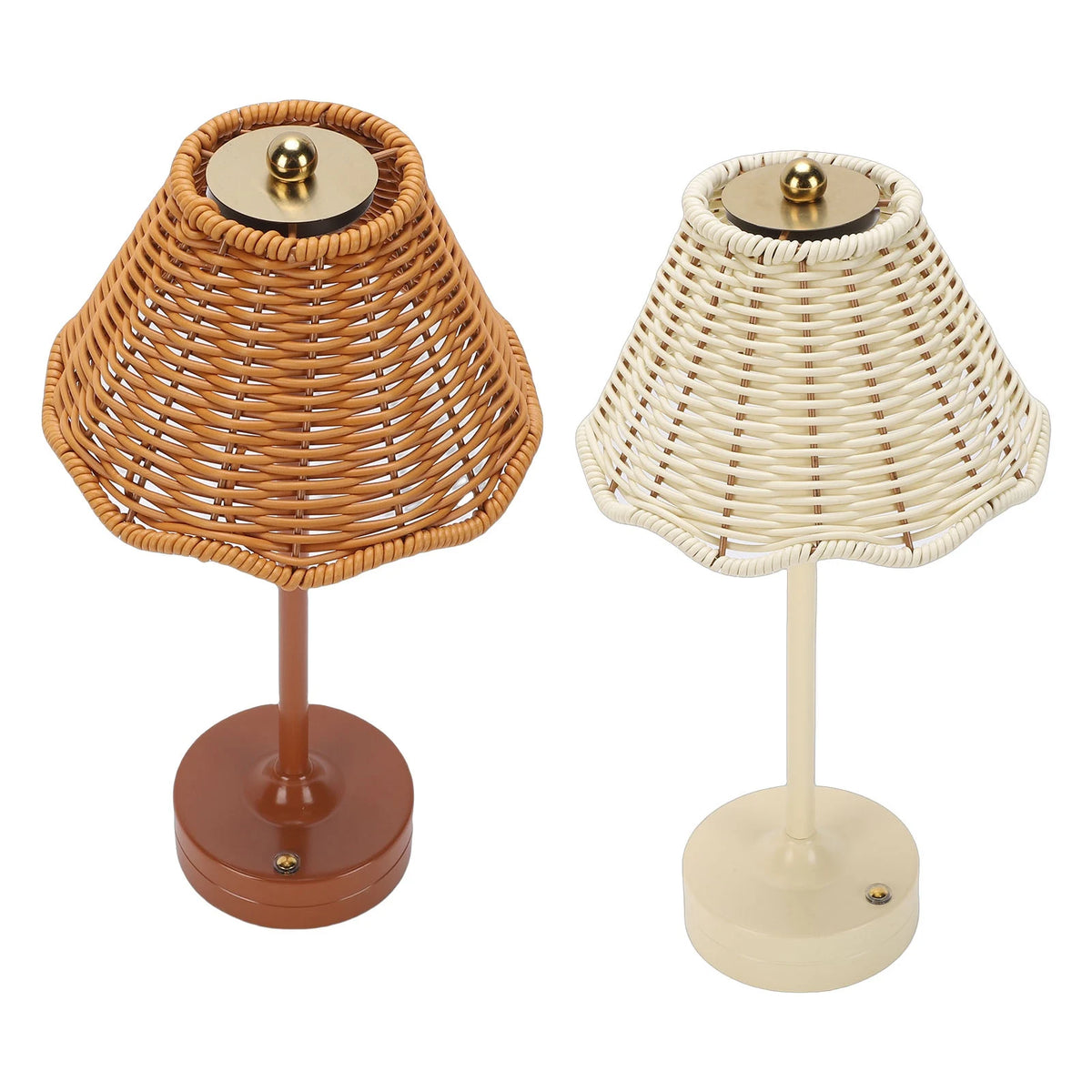 Lámpara de Mesa de Ratán Recargable con Luz LED Regulable