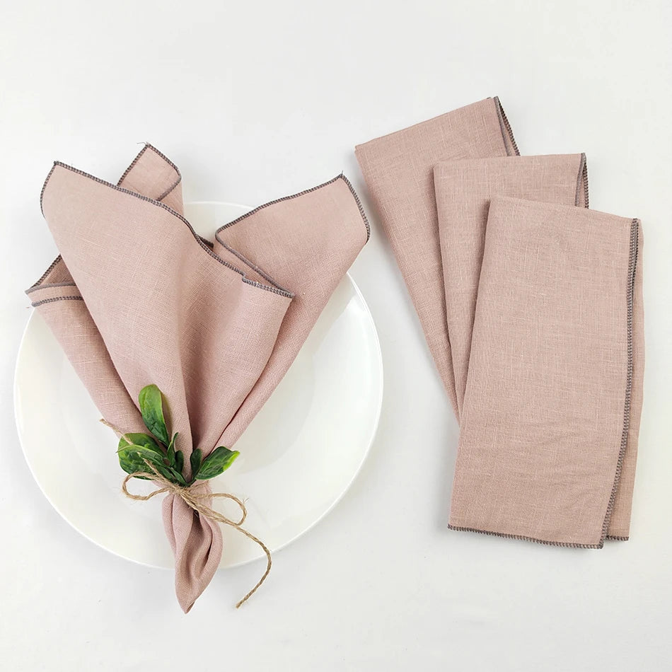 Servilletas de Lino 100% Puro, Set de 4, 40 x 40 cm