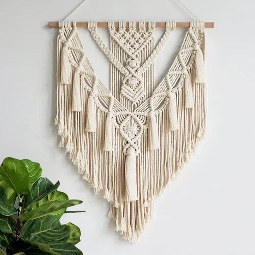 Tapiz de Macramé Tejido a Mano para Pared, Estilo Boho, 50 x 70 cm