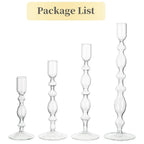 Set de 3 Candelabros de Cristal Ondulados para Velas Cónicas