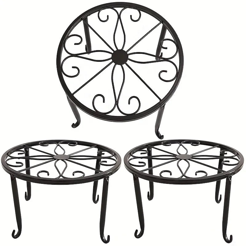 Base para Macetas de Hierro Forjado, Set de 2, Blanco o Negro