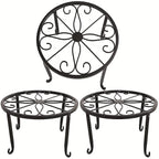 Base para Macetas de Hierro Forjado, Set de 2, Blanco o Negro