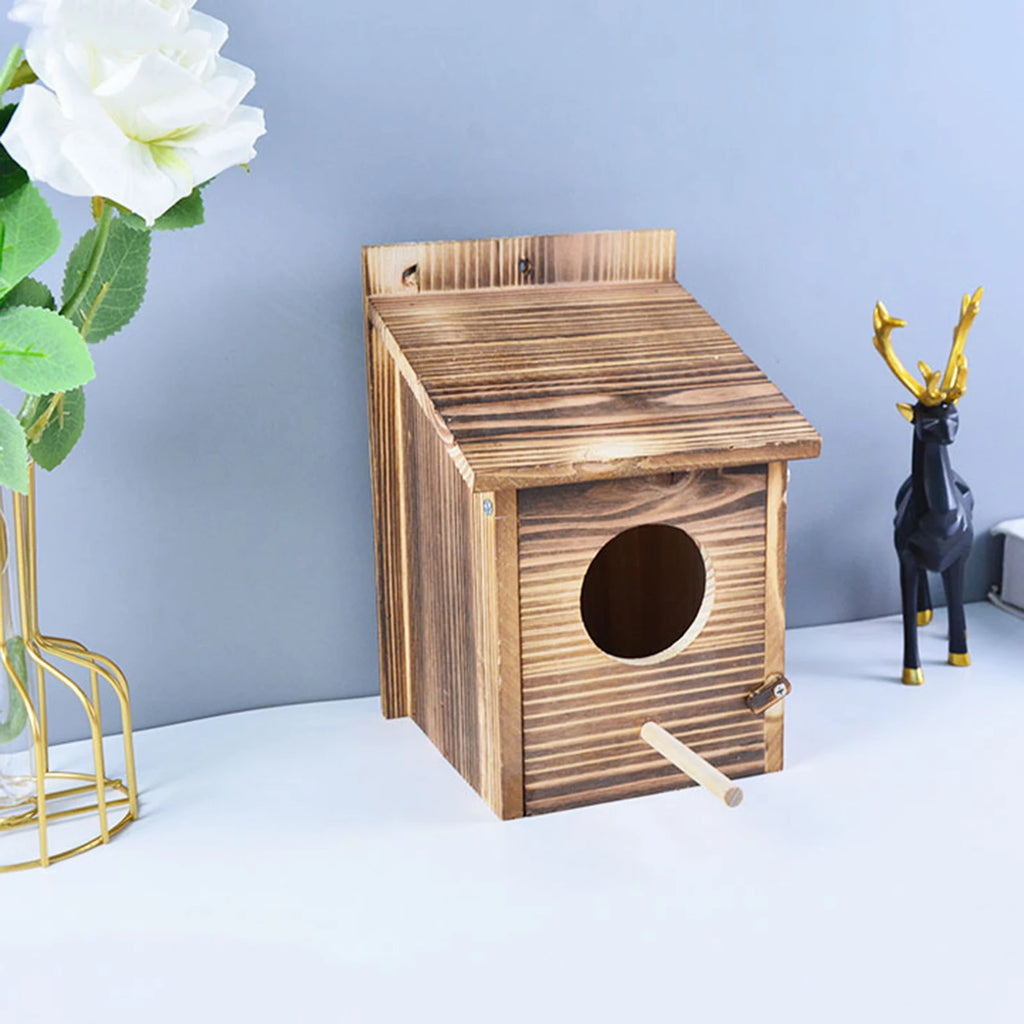 Casa para Pájaros de Madera Natural para Colgar en Jardín y Terraza