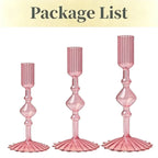 Set de 3 Candelabros de Cristal Ondulados para Velas Cónicas