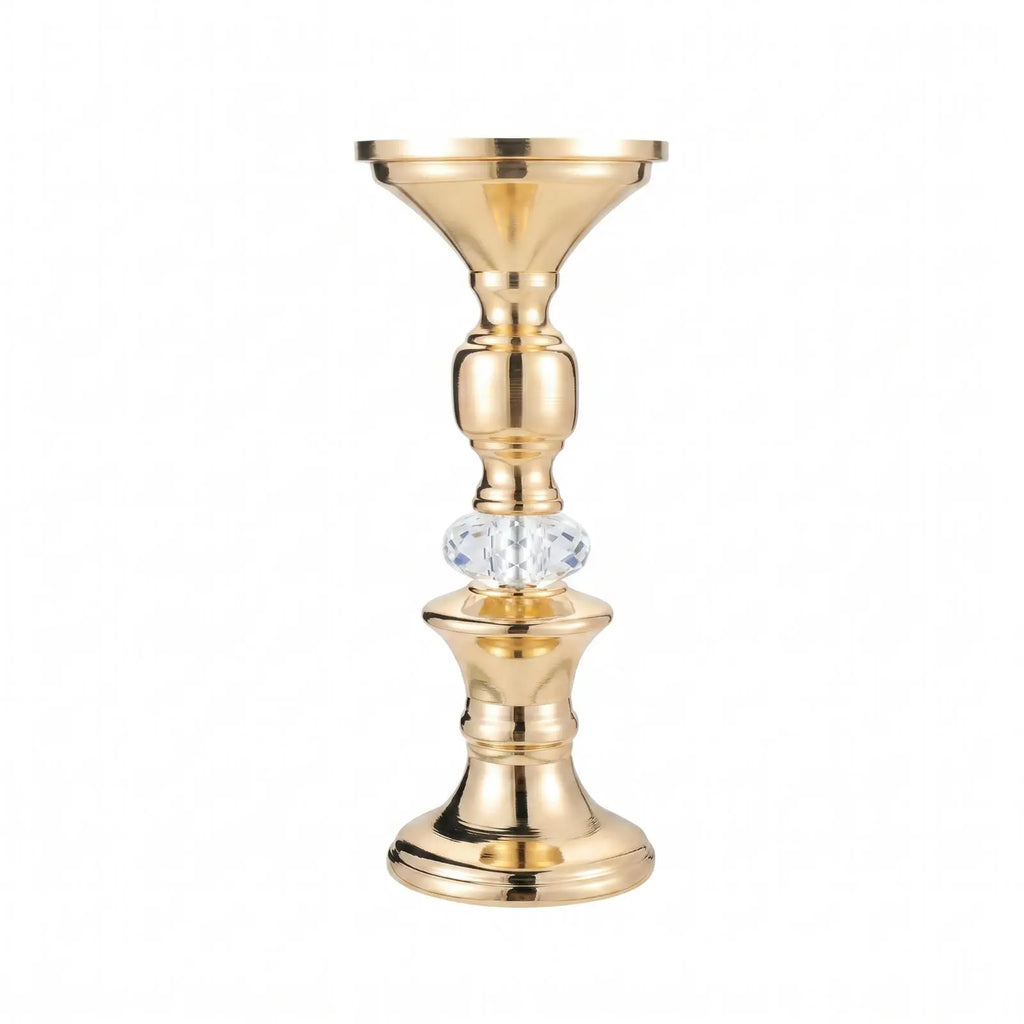 Candelabros de Metal Dorado y Cristal para Velas de Pilar