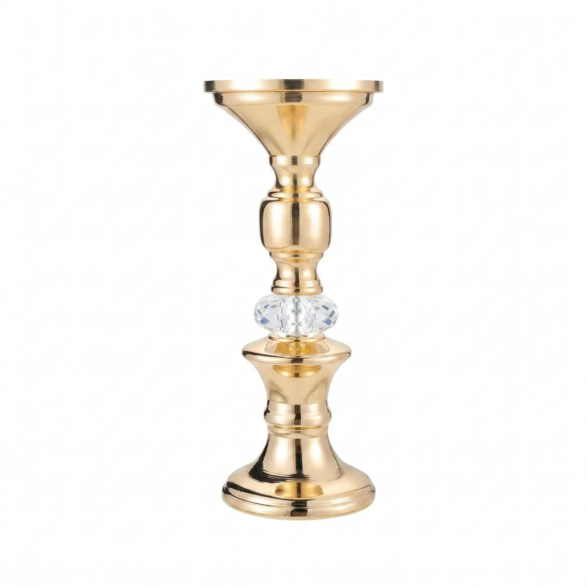 Candelabros de Metal Dorado y Cristal para Velas de Pilar