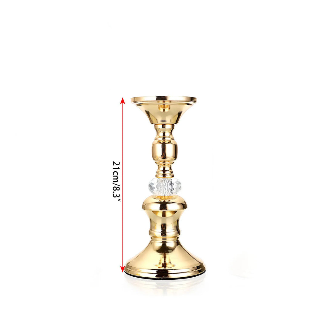 Candelabros de Metal Dorado y Cristal para Velas de Pilar