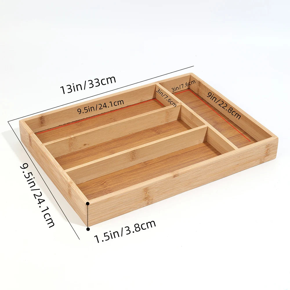 Organizador de Cubiertos de Bambú para Cajón de Cocina