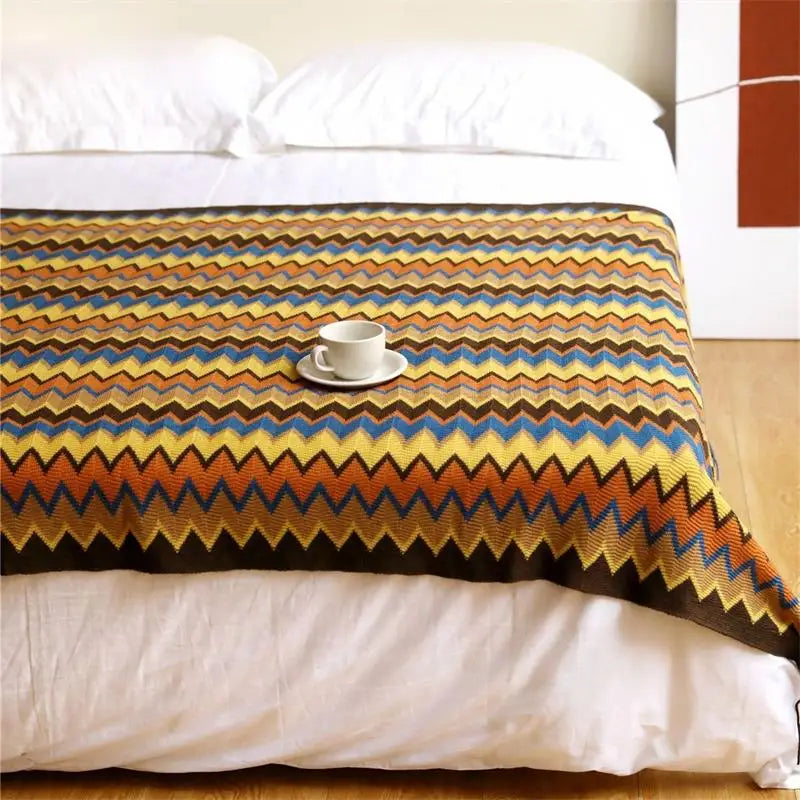 Manta Tejida con Borlas Estilo Bohemio para Sofá y Cama