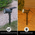 Reflectores Solares LED para Jardín, Luz Cálida, Paquete de 2 o 4