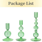 Set de 3 Candelabros de Cristal Ondulados para Velas Cónicas
